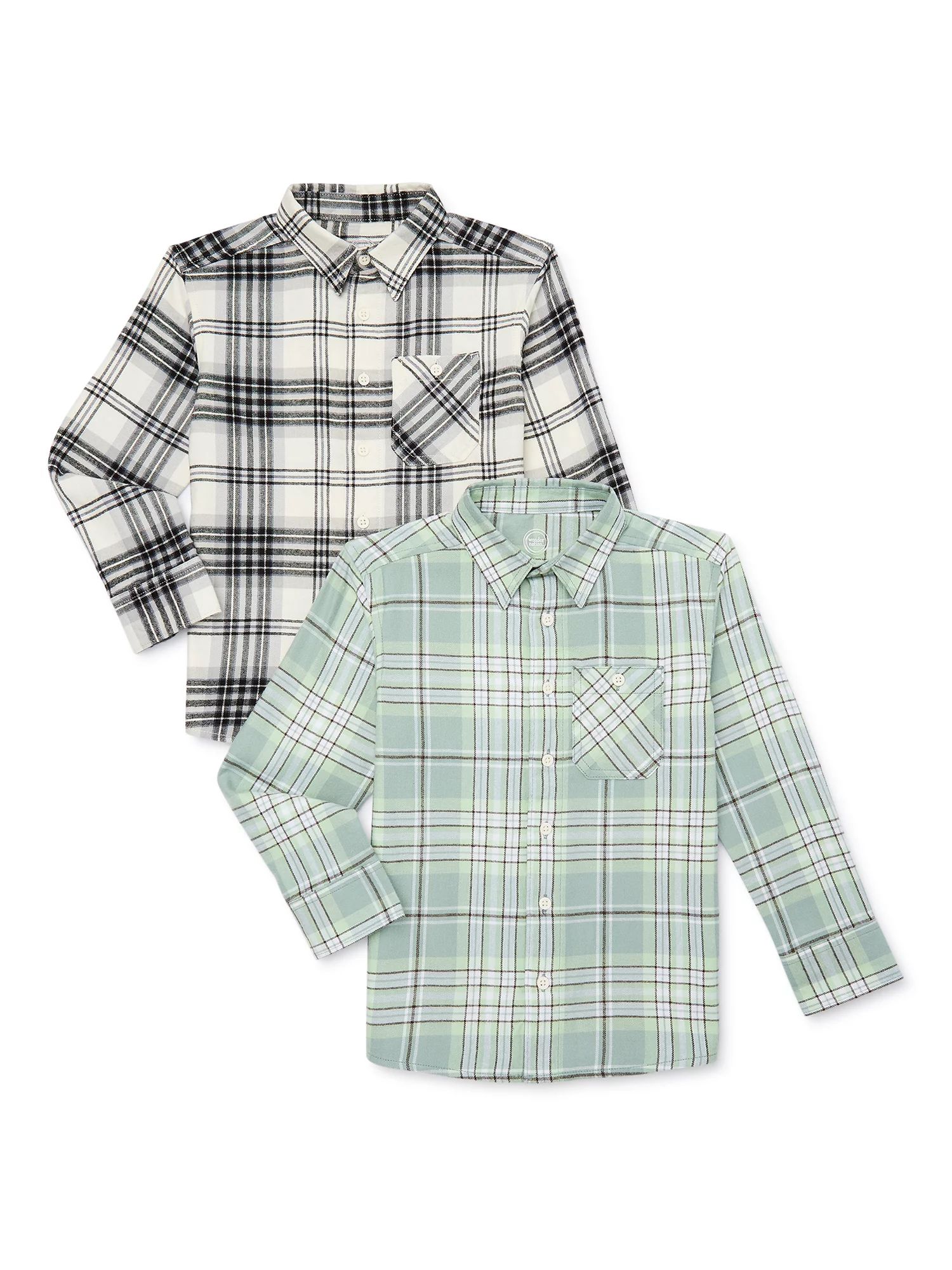 Wonder Nation Boys Long Sleeve Flannel Shirt, 2-Pack, Sizes 4/5-18 & Husky | Walmart (US)
