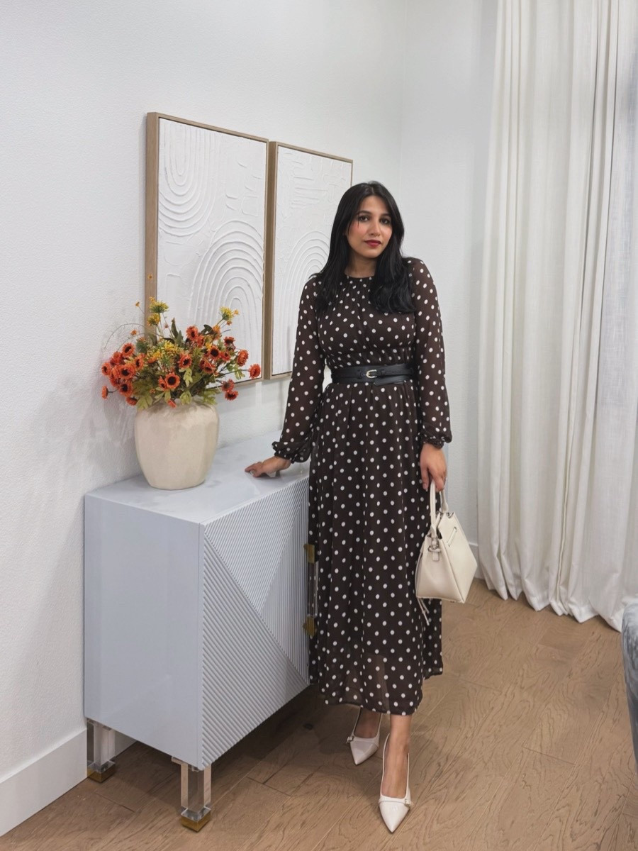 Polka dot dress #modestdress #valentinesdayoutfit #maxidress #fullsleevemaxidress 

#LTKBump #LTKPetite #LTKFindsUnder50