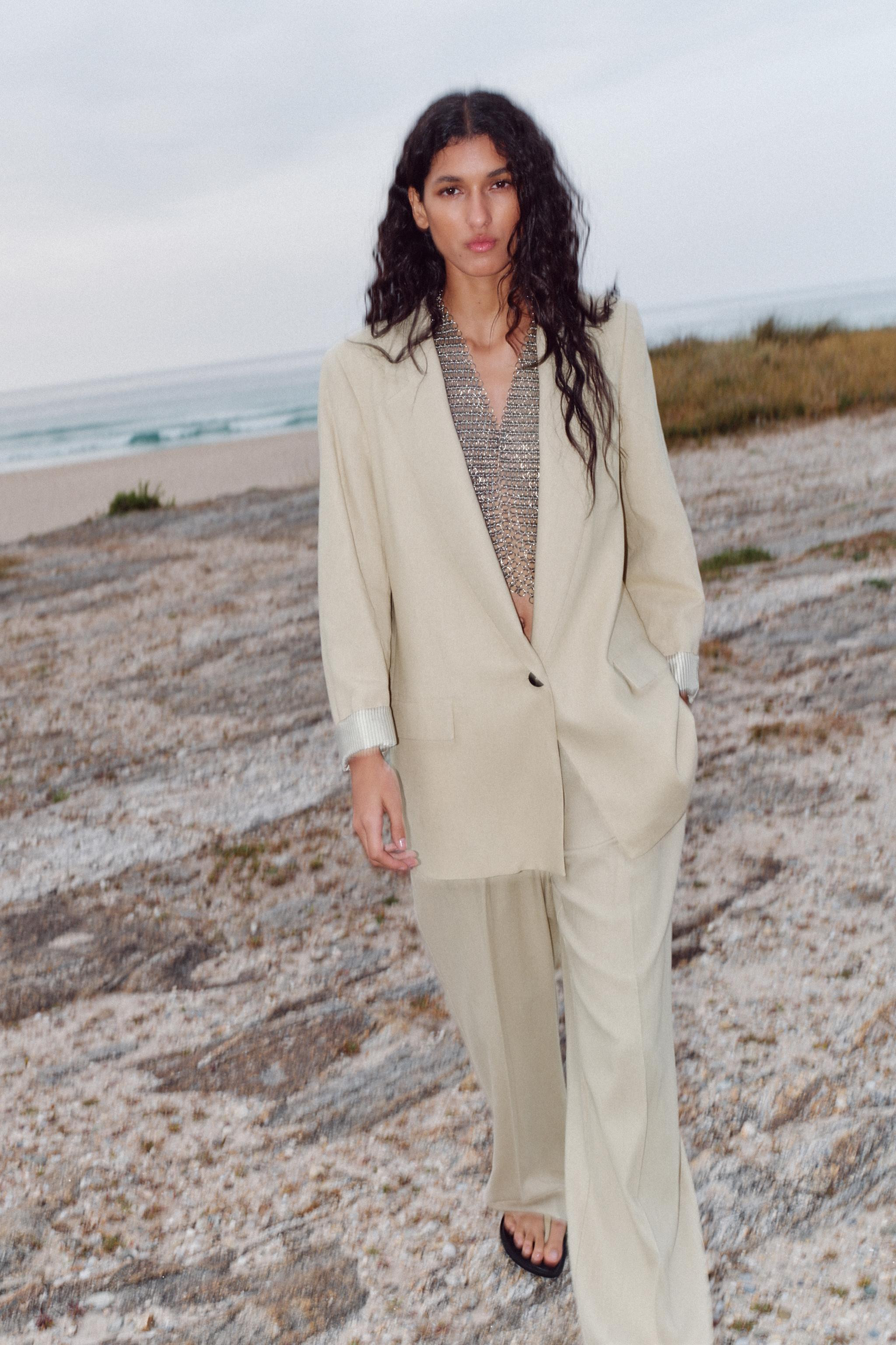 LINEN BLAZER WITH PRINTED CUFFS | Zara US