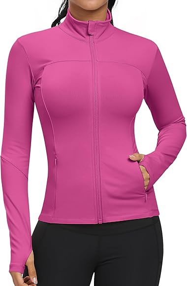 GYM RAINBOW Workout Jackets for Women, Full Zip Slim Fit Lightweight Athletic Running Sports Trac... | Amazon (US)