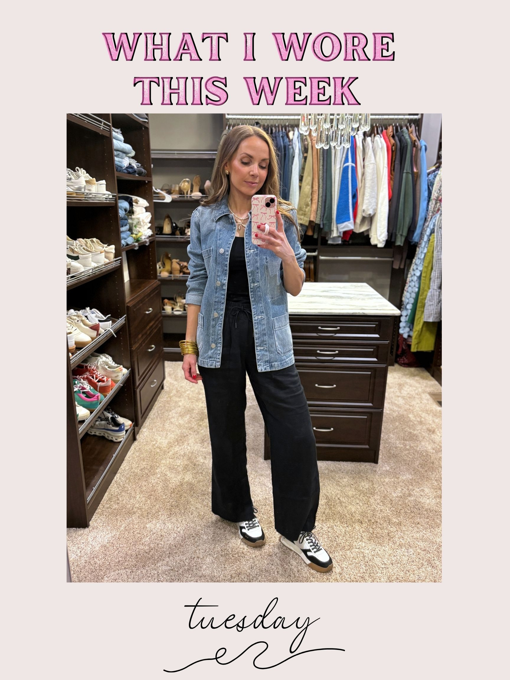 Tuesday Fit 
@athleta linen pants (40% off through 5/5!)
@quince jacket | @pumiey top
Jewelry from @target & @anthropologie
@samedelman shoes to finish it off 👟 

 #LTKSaleAlert #LTKFindsUnder100 #LTKStyleTip