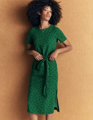 Boden Women's T-Shirt Jersey Midi Dress in Green | Size 16/18 | Boden (US)
