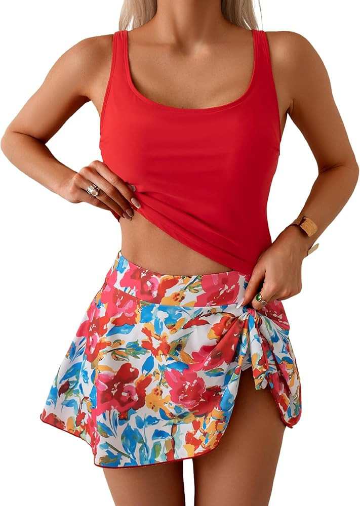 Eomenie Tankini Swimsuit for Women Tummy Control Two Piece Bathing Suit High Waisted Tank Top wit... | Amazon (US)