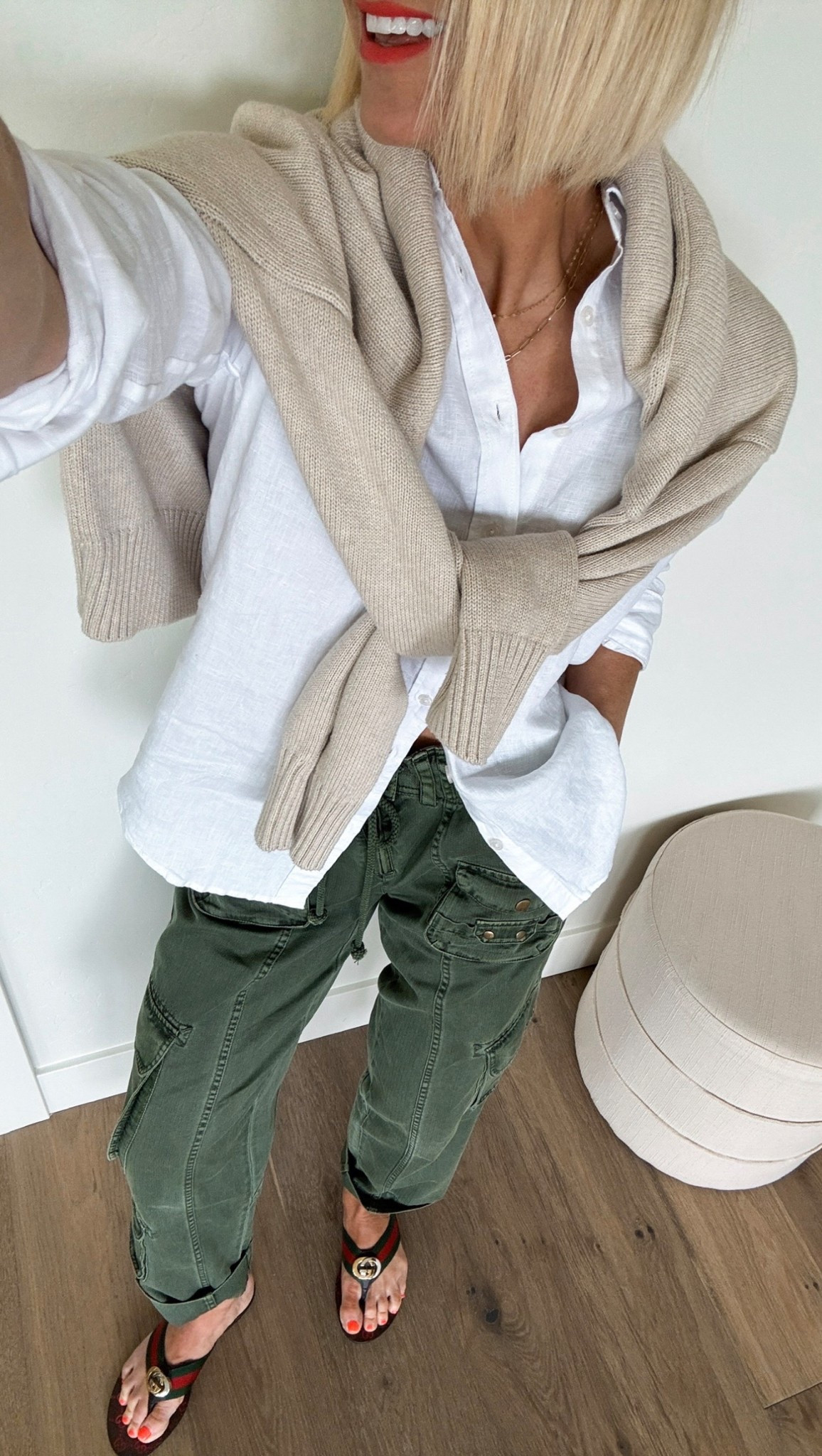 10+ new colors in these favorite cargo pants!  If you’re going to try a cargo —and still want to feel feminine & chic, try THESE! 
I sized down to a small. 
Fave linen button down + $40 most-worn sweater .

#LTKmomlife #LTKgrwm #LTKOver40