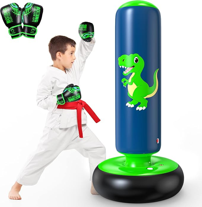 QPAU Inflatable Punching Bag, 48 Inch Stable Inflatable Boxing Bag for 3-6 Kids,Dinosaur Toy & Gi... | Amazon (US)