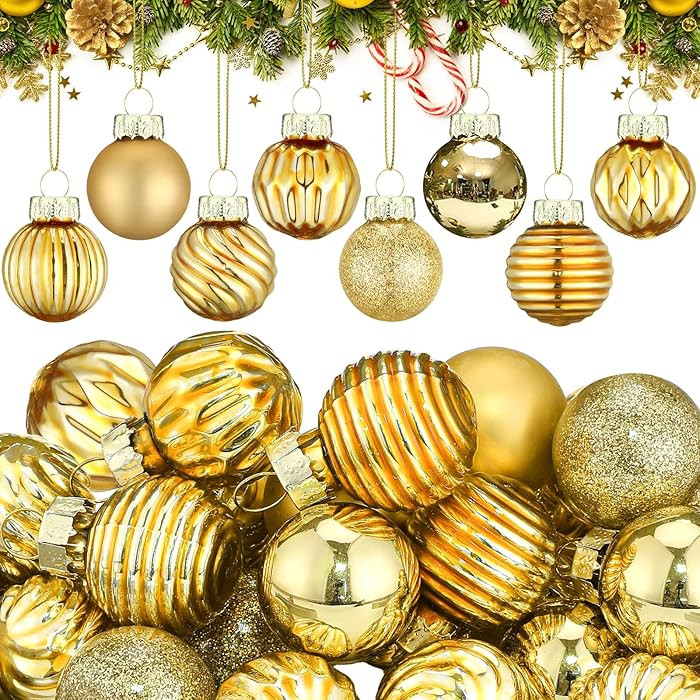 32 Pcs Mini Glass Christmas Ornaments Balls 1 Inch Shiny Miniature Xmas Tree Hanging Decoration S... | Amazon (US)