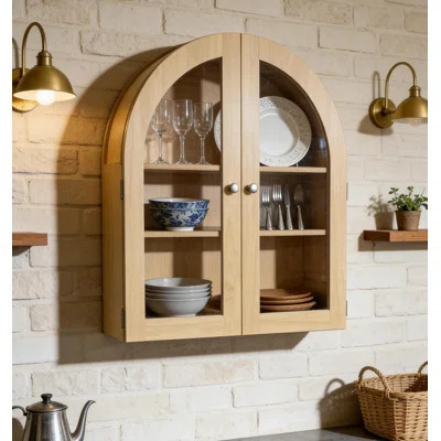 Farmhouse Arched Bathroom Wall Cabinet – Wooden Medicine Cabinet with Acrylic Glass Doors – 3 Adjustable Shelves – Wall Mounted Organizer for Bathroom | Wayfair North America