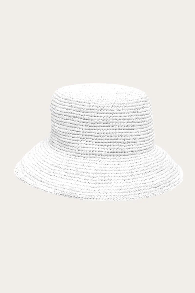 Vitamin A Cannes Straw Bucket Hat White Recycled Straw | Vitamin A Swim