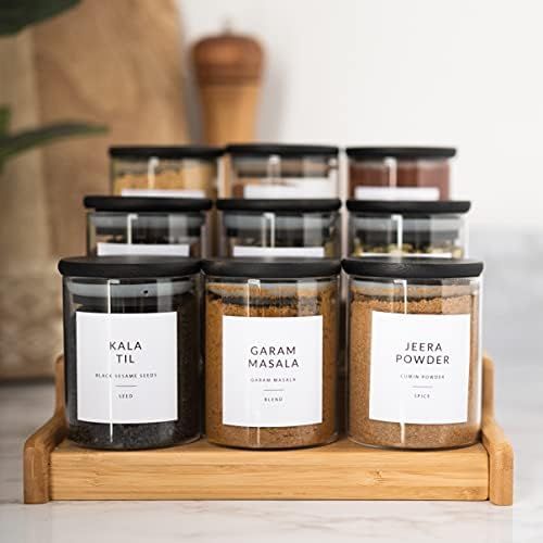 44 Square Spice Labels for Indian Spices | Hindi + English | Minimalist Preprinted Spice Jar Labe... | Amazon (US)