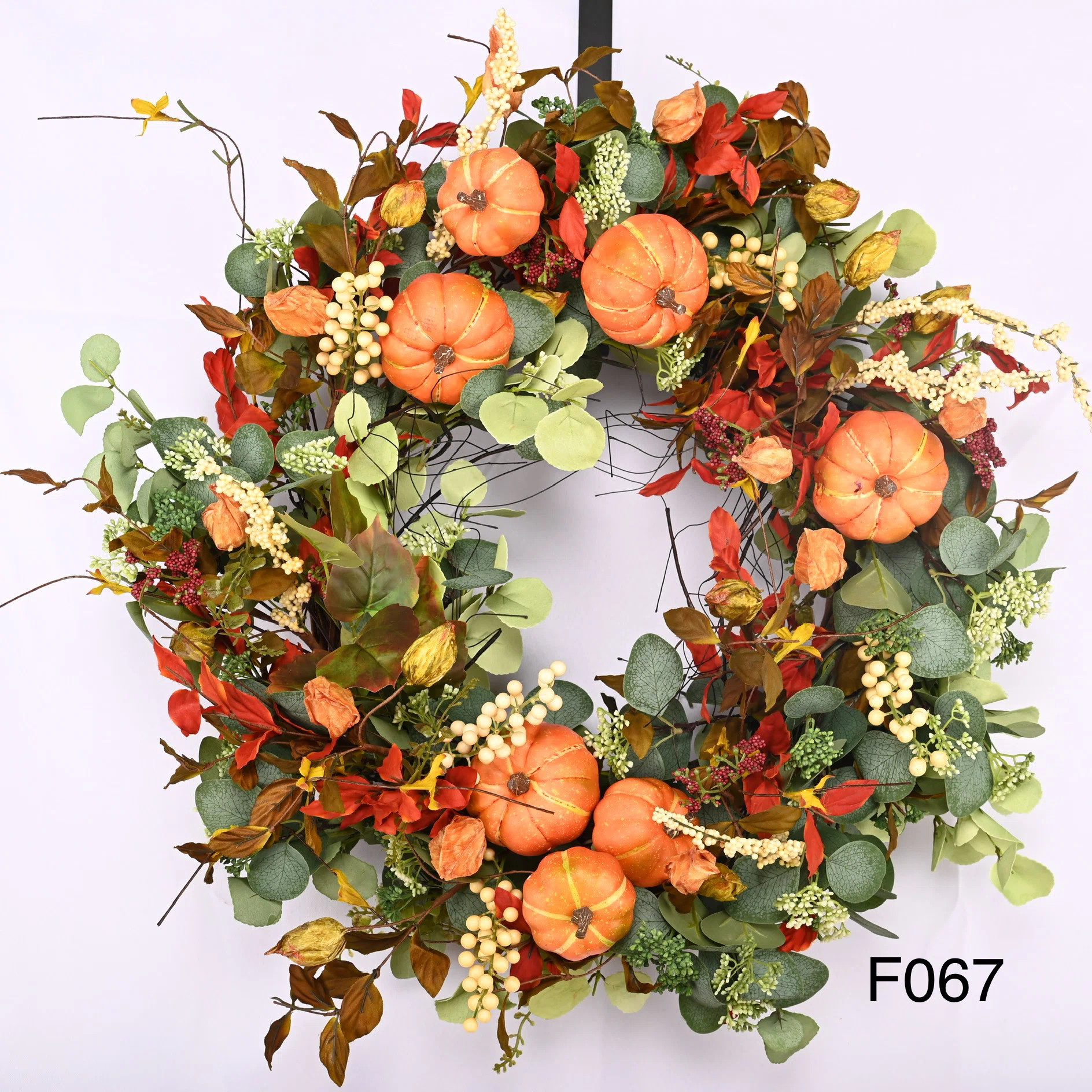 Huashen 26" Handcrafted Fall Front Door Thanksgiving Day Pumpkin Wreath & Reviews | Wayfair | Wayfair North America