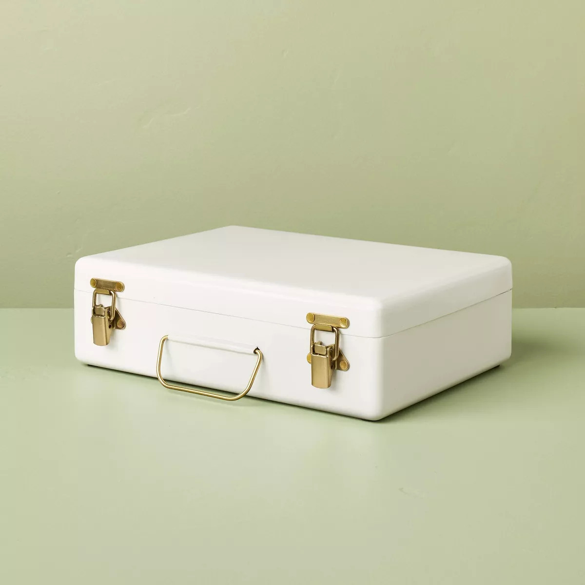 9" Large Metal Box with Brass Hardware Sour Cream - Hearth & Hand™ with Magnolia | Target