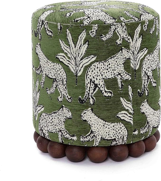 Tov Furniture Dex Olive Green Leopard Jacquard Ottoman | Amazon (US)