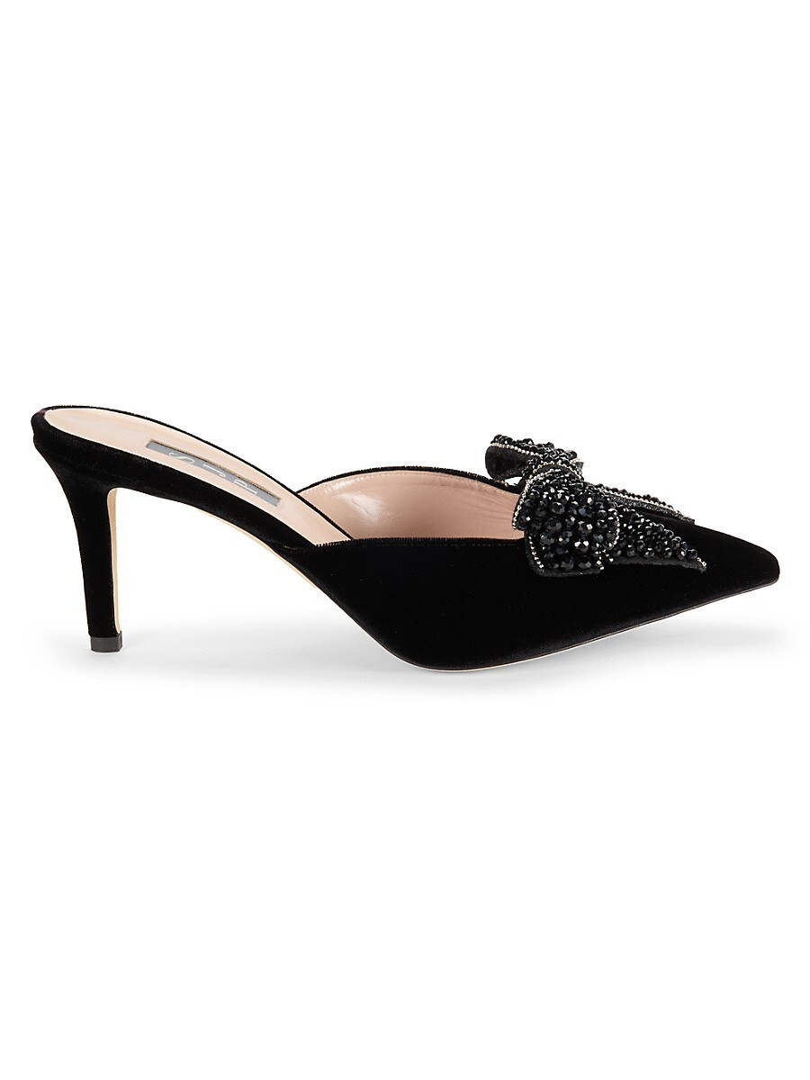 SJP by Sarah Jessica Parker Women's Marvel Crystal Velvet Bow Heel Mules - Black - Size 40 (10) | Saks Fifth Avenue OFF 5TH