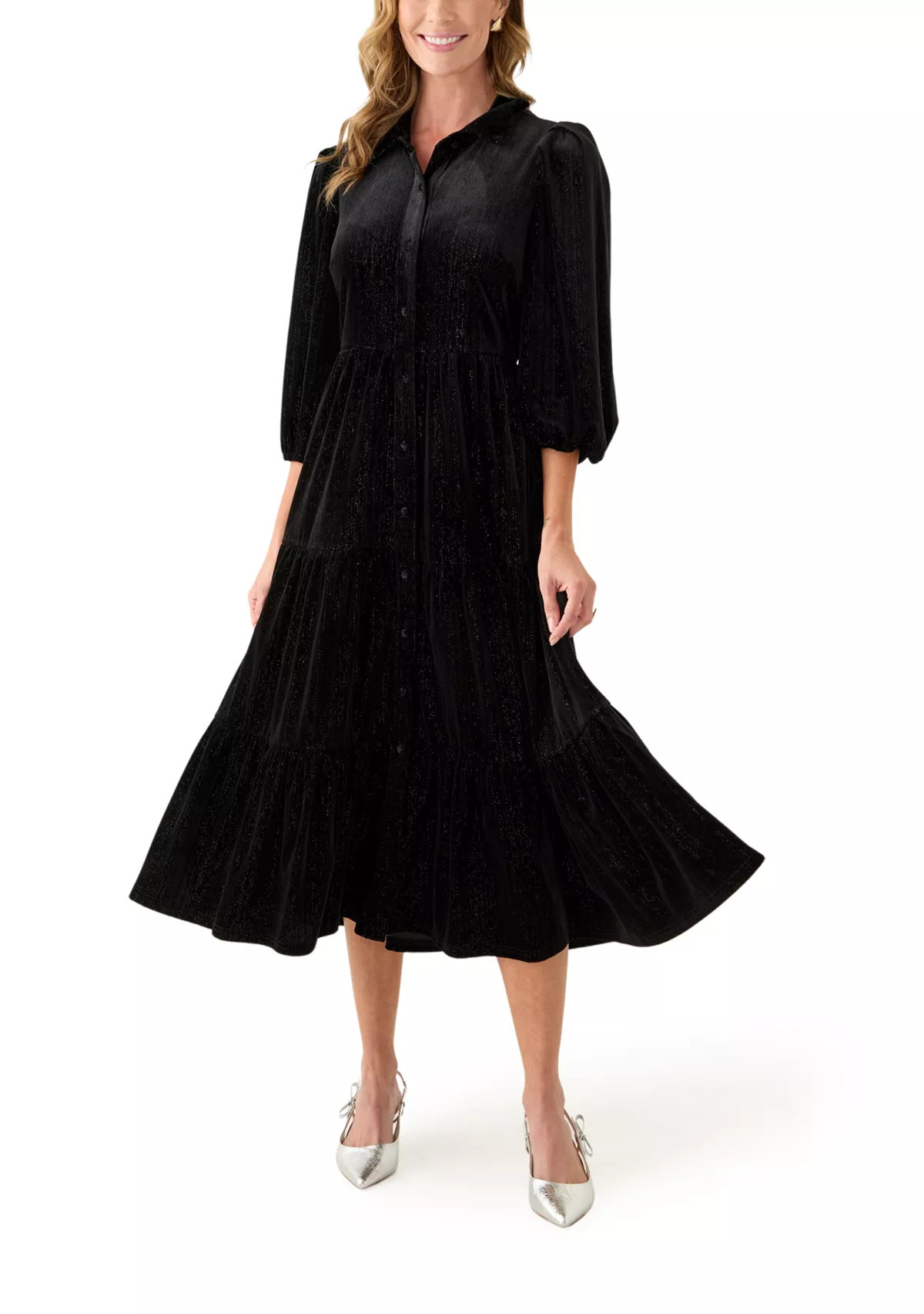 Women's Velvet Shine Midi Shirtdress | Belk