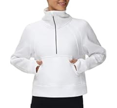 Women's Half Zip Pullover Sweatshirt Fleece Stand Collar Crop Sweatshirt with Pockets Thumb Hole | Amazon (US)