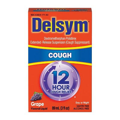 Delsym 12 Hr Cough Relief Liquid - Dextromethorphan - Grape - 3 fl oz | Target
