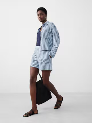 Linen-Blend Cropped Shirt | Banana Republic Factory