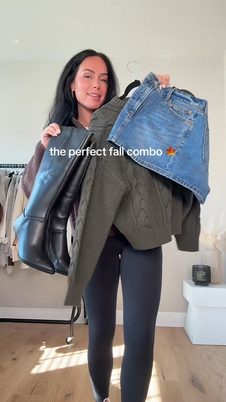 The perfect fall combo 🍁 I will have my outfit deets on my LTK in the outfit inspo section! 

My sizing 5’7, 145lbs, 32dd
I’m wearing a size small sweater, size 28 skirt, size 4 leggings, size small half zip
