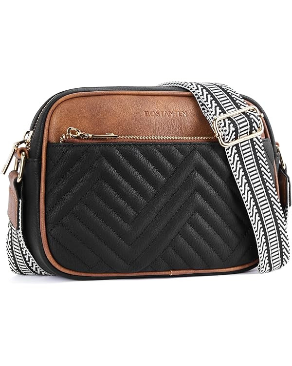 BOSTANTEN Quilted Crossbody Bags for Women Vegan Leather Purses Small Shoulder Handbags with Wide... | Amazon (US)