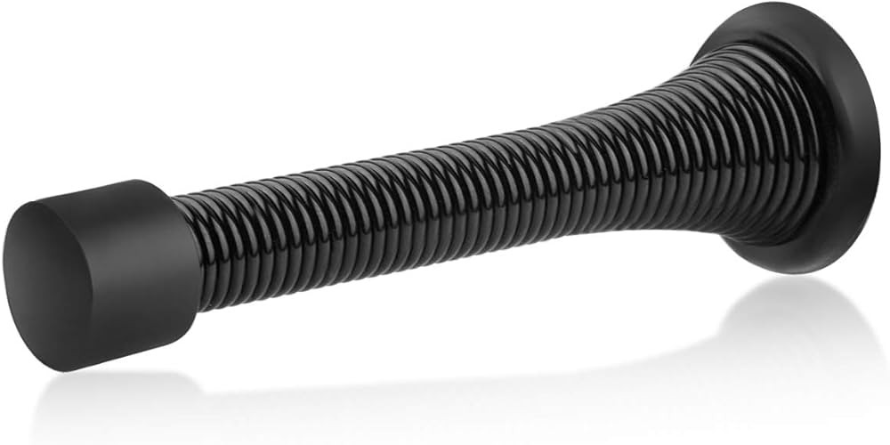HOMOTEK 12 Pack Black Spring Door Stops,3-1/8" Heavy Duty - Flexible Door Stopper with Low Mounte... | Amazon (US)