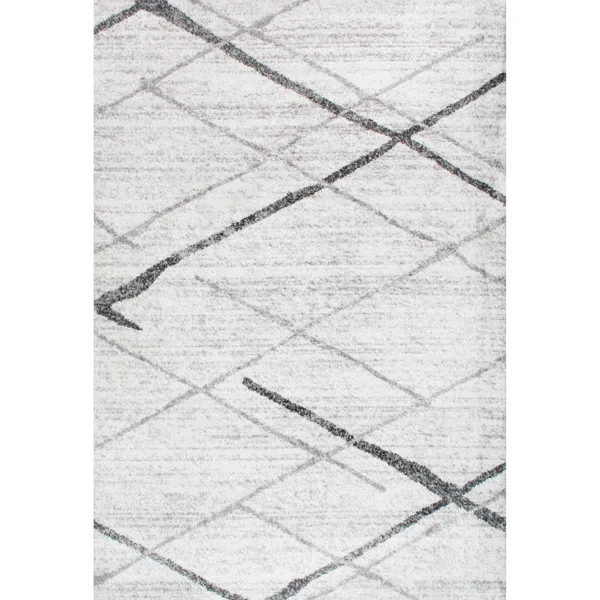 Amii Abstract Stripe Contemporary Ivory/Gray/Charcoal Area Rug | Wayfair North America