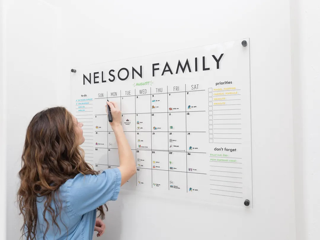 Large Acrylic Calendar for Wall, Personalized Title and Sides, Dry Erase Monthly Board, SM-XL - E... | Etsy (US)