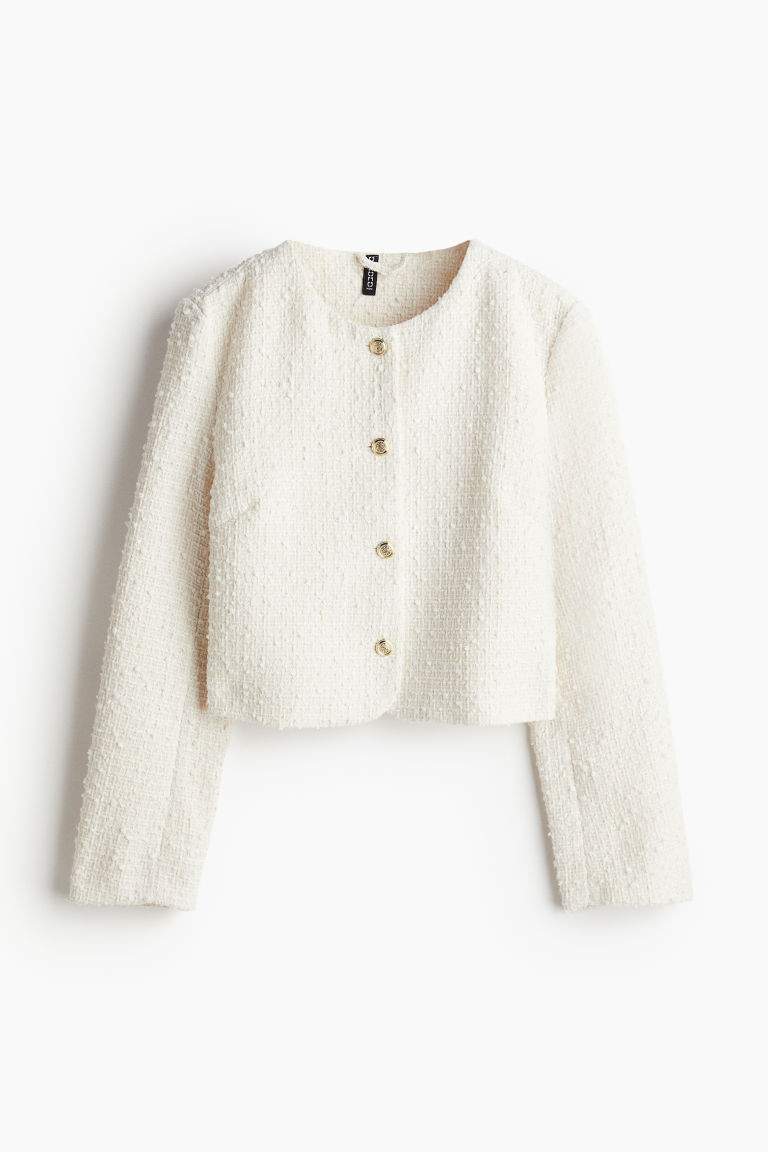 H & M - Short bouclé jacket - White | H&M (US + CA)