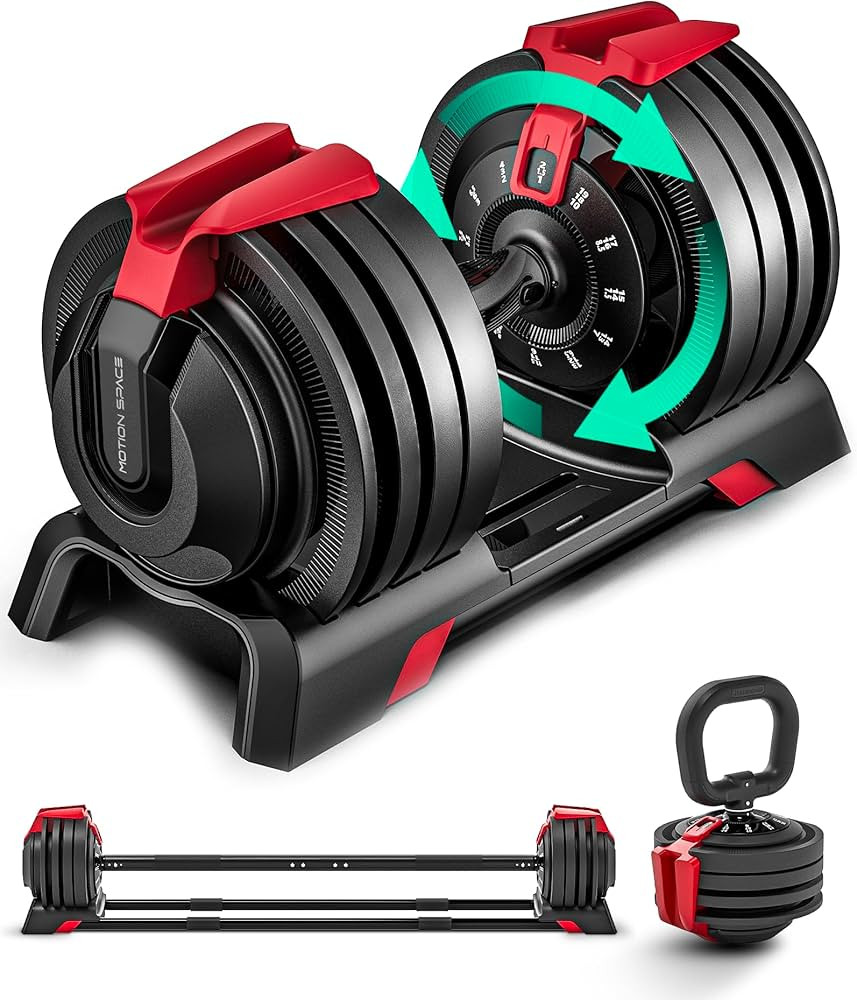 Adjustable Dumbbell, 52.5/54LBS with 12 Free Weights, 1-Sec Fast Adjustable, Premium Comfort Non-... | Amazon (US)