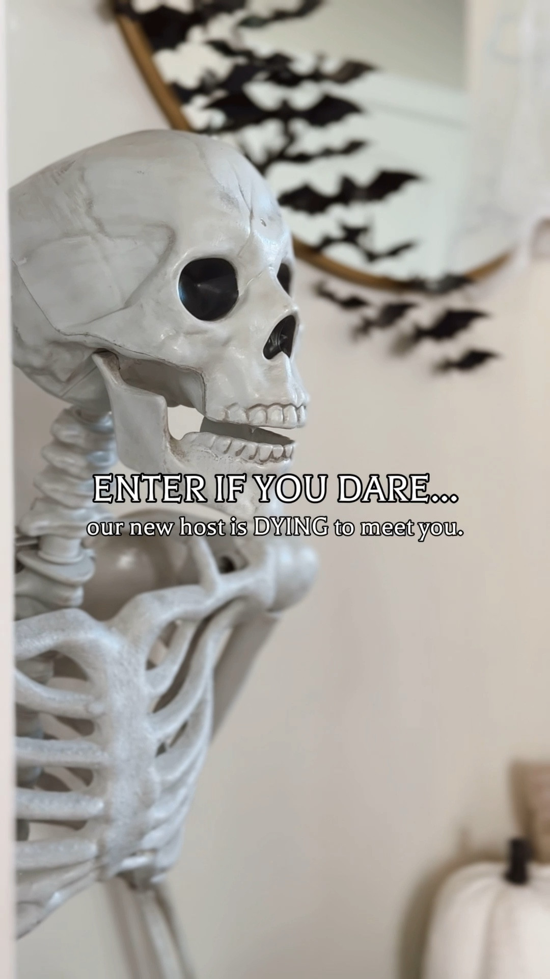Our foyer has a new “host” this year and he’s dying to welcome you in 💀 From his bony grin to his life-size presence, this skeleton sets the perfect spooky vibe for Halloween!

#HalloweenDecor #SpookySeason #SkeletonCrew

#LTKHome #LTKFindsUnder50 #LTKHalloween