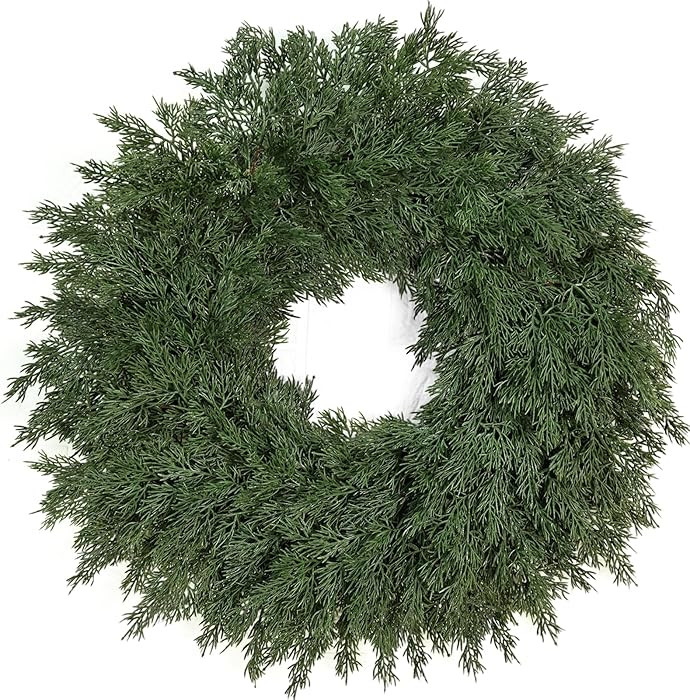 26" Real Touch Christmas Cedar Wreath, Christmas Wreaths for Front Door, Realistic Pine Wreath, L... | Amazon (US)