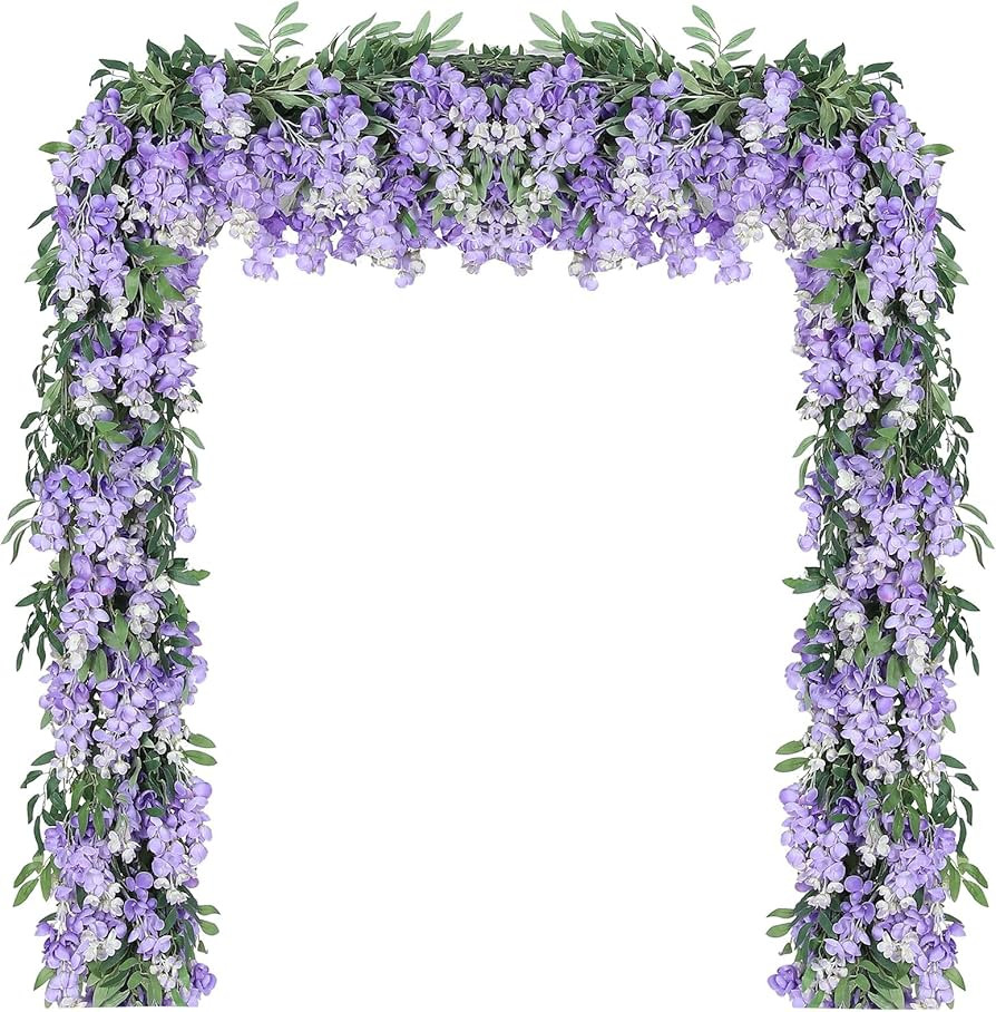 Duovlo 4Pcs 6.6Ft/Piece Imitation Silk Wisteria Garland Hanging Flower Vine for Home Outdoor Gard... | Amazon (US)