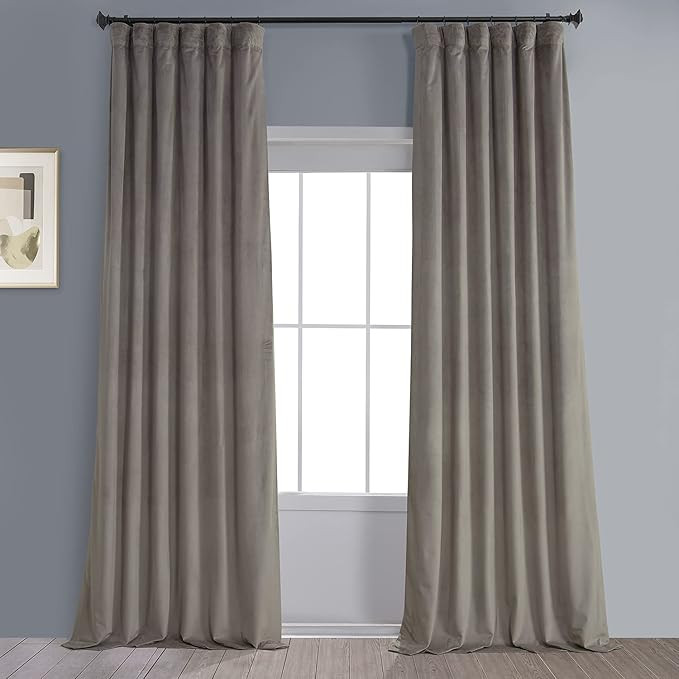 HPD Half Price Drapes VPYC-161209-108 Plush Velvet Curtain (1 Panel), 50 X 108, Gallery Taupe | Amazon (US)