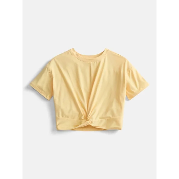 Athletic Works Girls Twist Front Active Tee with Short Sleeves, Sizes 4-18 & Plus | Walmart (US)