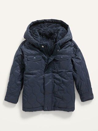 Unisex Hooded Sherpa-Lined Quilted Jacket for Toddler | Old Navy (US)