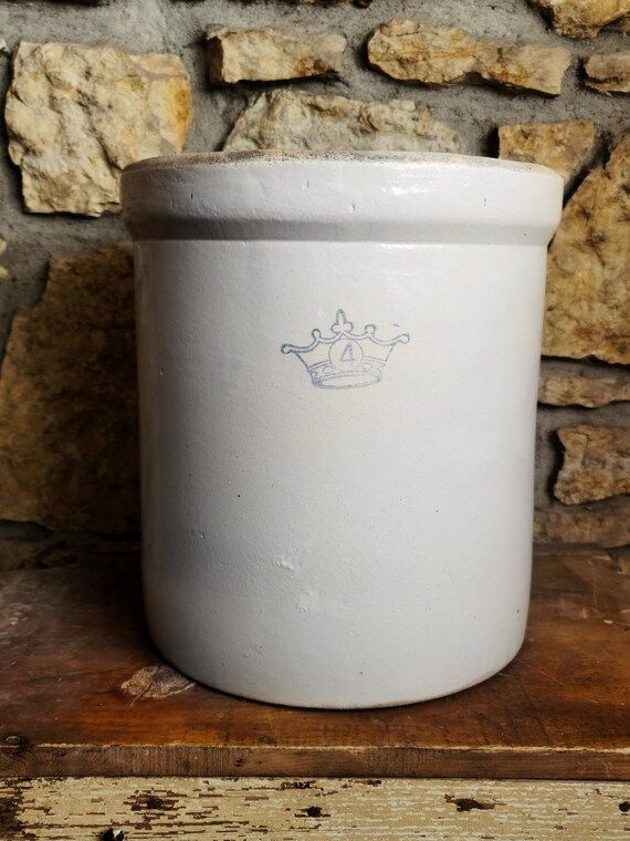 Vintage Stoneware Crock, Robinson Ransbottom, 4 Gallon Pot, White Stoneware, Ceramic Pickle Crock... | Etsy (US)