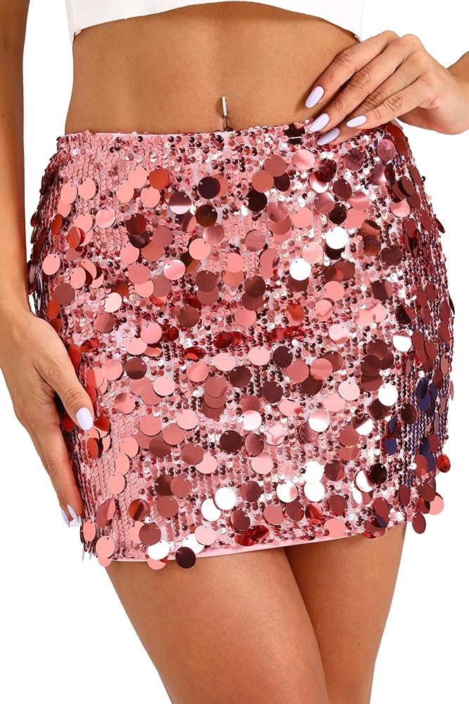GUANYY Mini Sequin Skirt for Women Sexy Stretchy Pencil Bodycon Night Out Party Club Sparkly Skir... | Amazon (US)