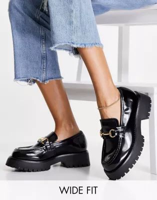 ASOS DESIGN Wide Fit Monster chunky loafers in black | ASOS (Global)