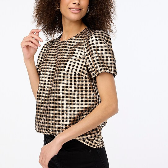 Lurex® puff-sleeve top | J.Crew Factory