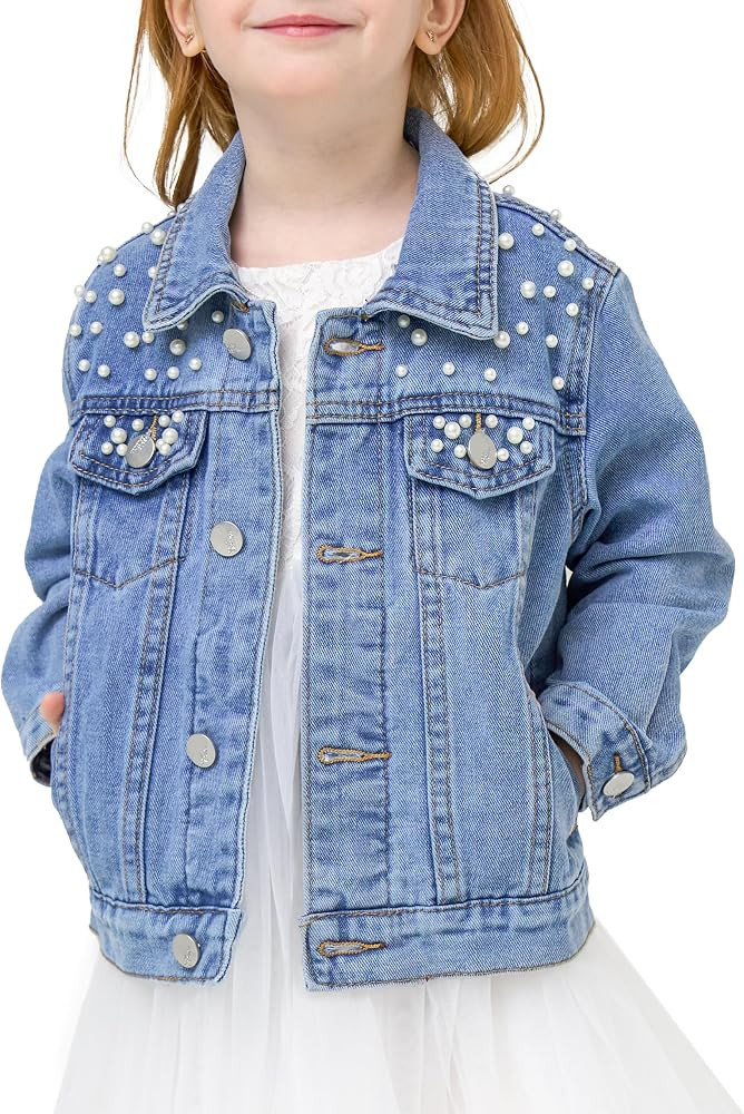 Miipat Toddler Girls Denim Jacket Sequin Patchwork Jean Jacket Little Kids Button Down Long Sleev... | Amazon (US)
