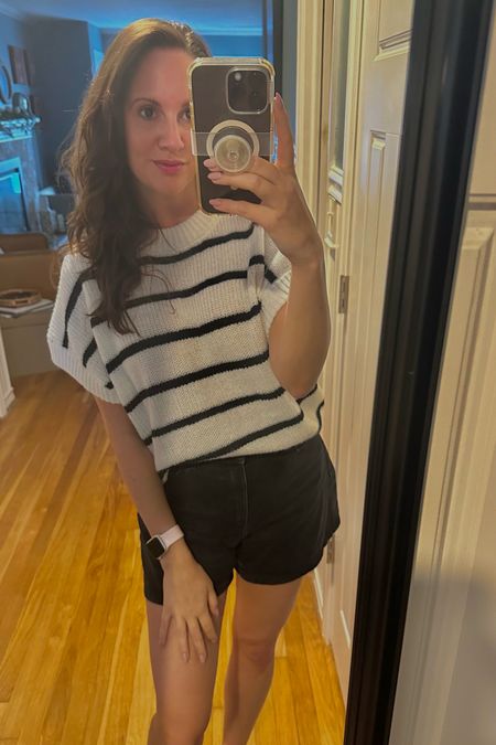 Work from home ‘fit - I love a loose fitting “summer sweater” this time of year! I got a medium but this runs big; I could’ve gotten the small. Jean shorts are #mango!

#LTKOver40 #LTKStyleTip #LTKFindsUnder50