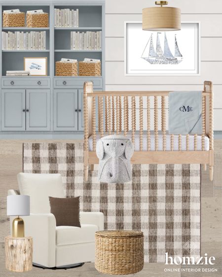 The perfect baby boy nursery with light wood crib, glider, bookcase, and accessories that can grow with him! 

#LTKhome #LTKFind #LTKunder100