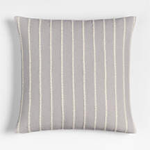 Selma Wool Blend Stripe 23"x23" Light Grey Throw Pillow Cover + Reviews | Crate & Barrel | Crate & Barrel