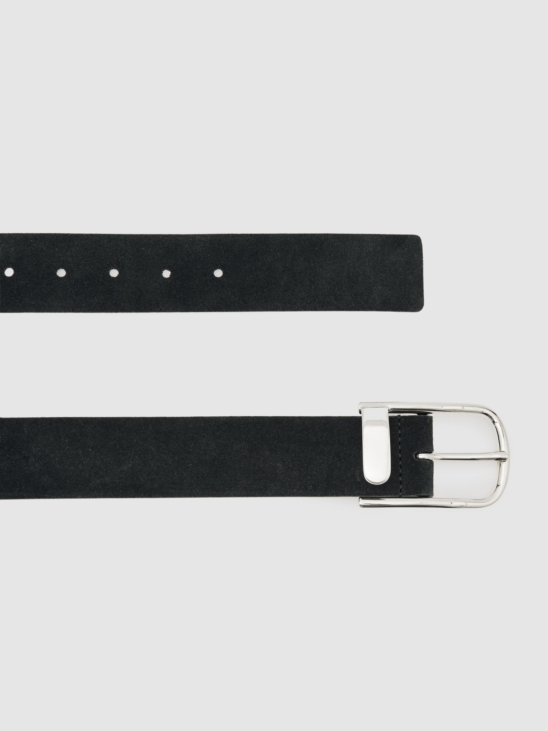 Suede Half Keeper Belt in Black | Reiss UK
