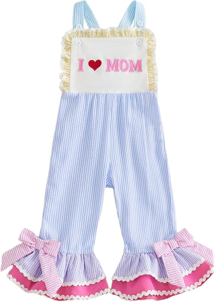 Toddler Baby Girl Clothes Mamas/Daddys Girl Bell Bottom Romper Sleeveless Jumpsuit Overalls Cute Girls Summer Outfits | Amazon (US)