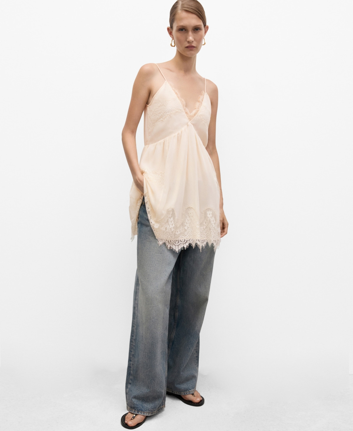 Mango Women's Lace Short Dress - Beige | Macy's