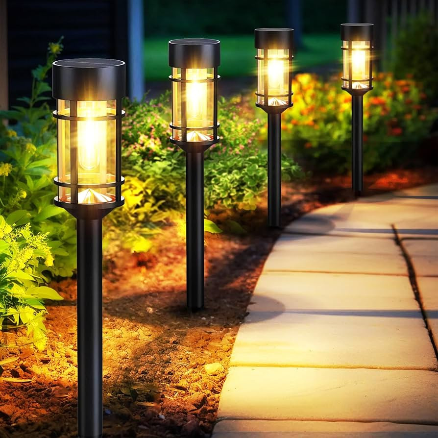 Solar Pathway Lights, 8 Pack LED Solar Lights Outdoor Waterproof, Glass Metal Garden Lighting for... | Amazon (US)