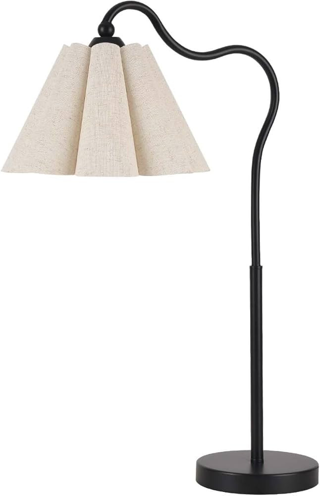 KUNJOULAM Modern Table Lamps, Nightstand Bedside Lamps with Umbrella Form Linen Lampshade, Black ... | Amazon (US)