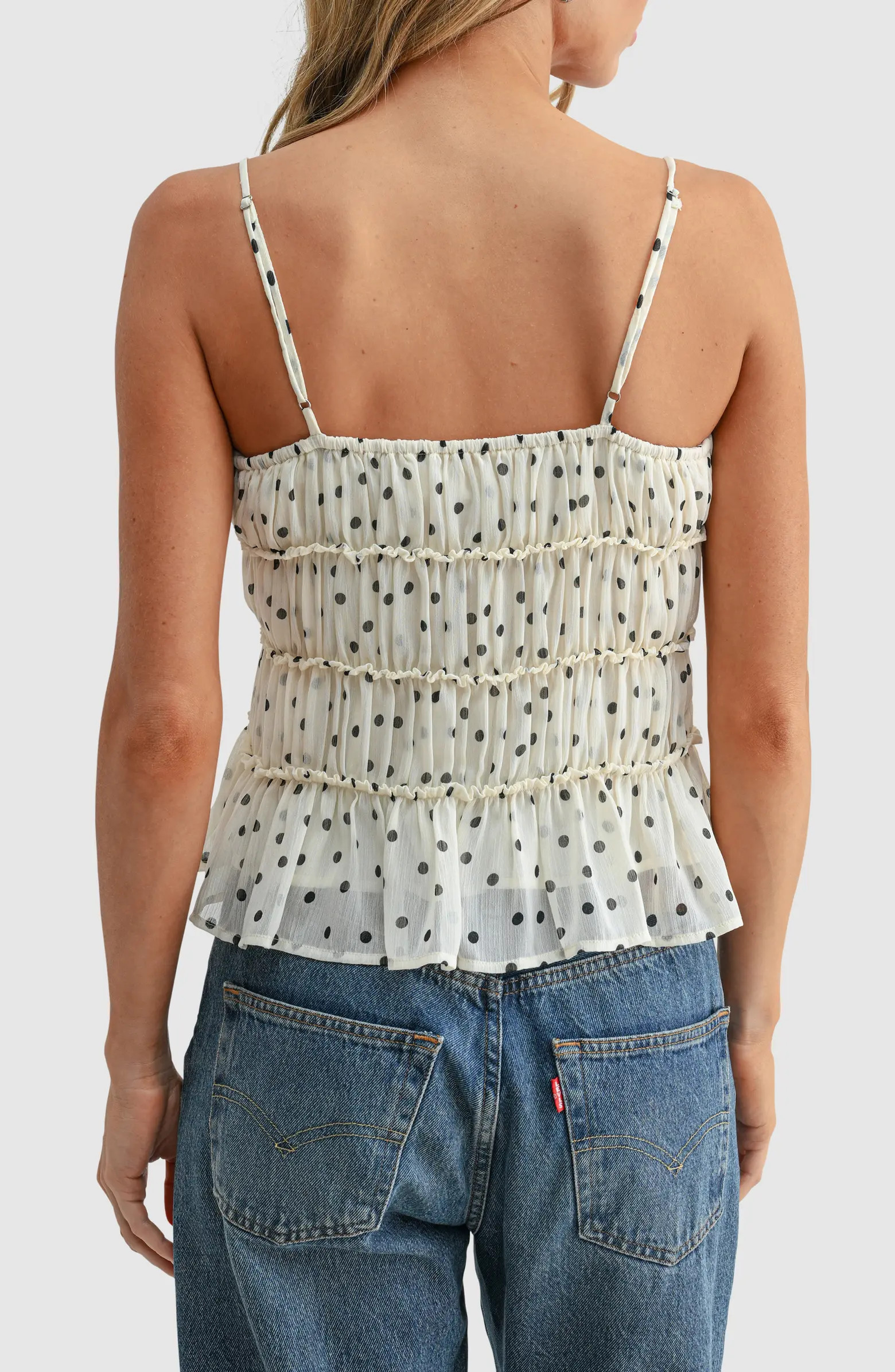 All in Favor Polka Dot Sleeveless Peplum Top | Nordstrom | Nordstrom