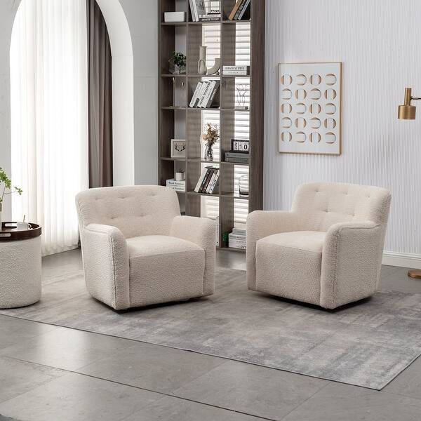 KINWELL 32.5" W Swivel Tufted Back Chenille Barrel Armchair (Set of 2) - 29.5'' H X 32.5'' W X 33... | Bed Bath & Beyond