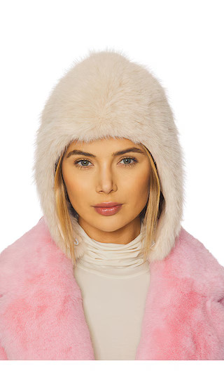Snuggle Fur Hood in Almond | Revolve Clothing (Global)